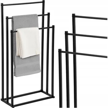 Držák na ručník ŁAZIENKOWY WIESZAK NA RUČNÍKY STOJÍCÍ 3 RAMENA ČERNÝ 86 x 44 x 21 cm