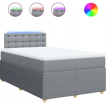 Postel Kontinentální postel 190x120x100,5 cm světle šedá s LED osvětlením a matrací 120x190x2 cm