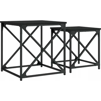 Konferenční stolek Sada zasouvacích konferenčních stolků, černá, 50x50x52,5 cm a 40x40x44,5 cm