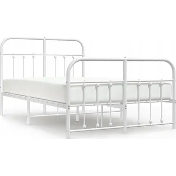 Postel Bílý kovový rám postele 196 x 125 x 100 cm s čelem