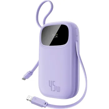 Powerbanka Baseus – powerbanka EnerFill FC31 Qpow 3 (E0028C02) – USB-C/Lightning kabely, 10000mAh, 45W, digitální displej – Nebula Purple