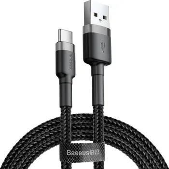 Baseus – datový kabel Cafule (CATKLF-BG1) – USB na typ C, 3A, 480Mbps, 1m – šedá / černá