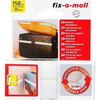 Zip Fix-o-moll Suchý zip samolepicí, 1500 × 20 mm, polyamid, bílá&nbsp;3563002