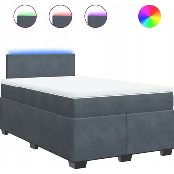 Postel Kontinentální postel s LED osvětlením, tmavě šedá, 190 x 120 x 100,5 cm