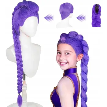 Karnevalový kostým PARUKA kostým převlek Kpop Demon hunters Cop Kudrnatý culík Rumi cosplay 107cm