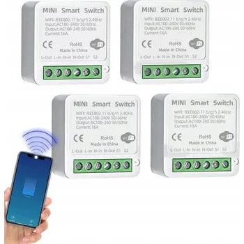 vypínač PODOMÍTKOVÉ RELÉ BEZDRÁTOVÝ SPÍNAČ WiFi Modul TUYA SMART 16A 4X