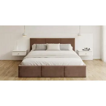 Postel Čalouněná postel AMBER 160x200 Hnědá Trinity s úložným prostorem dřevěný rošt