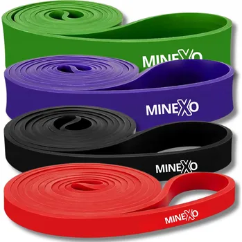 Odporové gumy Minexo sada 4 ks s odporem 6-36 kg, délka 208 cm, vícebarevné