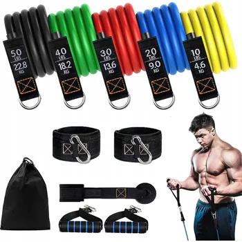 ODPOROVÉ GUMY NA CVIČENÍ WORKOUT BANDS SADA 5 GUM VYSOKÁ PRÉMIOVÁ KVALITA