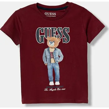 Dětská móda Dětské bavlněné tričko Guess N6RI05.K8HM4.PPY2 burgundské 83X, vel. 68-76