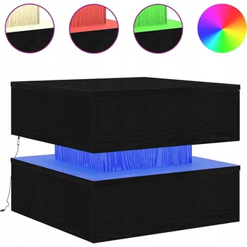 Konferenční stolek Konferenční stolek s RGB LED osvětlením, černý dub, 50 x 50 x 40 cm