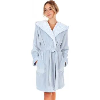 Dámský župan Krátký dámský župan s kapucí Flora ledově modrá 48 56 5251 - S