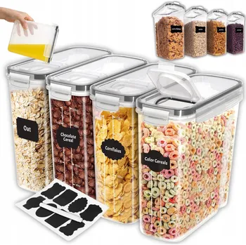 Dóza na potraviny HERMETICKÉ NÁDOBY NA SKLADOVÁNÍ POTRAVIN, VELKÉ UZAVÍRATELNÉ KRABIČKY 4ks