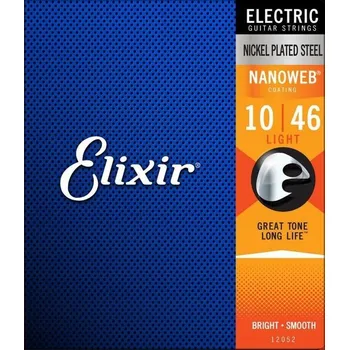 Příslušenství pro strunný nástroj Struny pro elektrickou kytaru Elixir 12052 NanoWeb Light 10-46