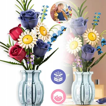 ostatní stavebnice STAVEBNICE KVĚTINY STAVEBNICE KYTICE KVĚTIN VE VÁZE SLUNEČNICE KONVALINKY