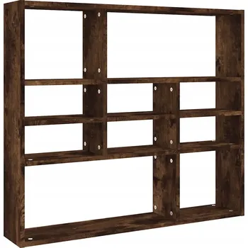 police Nástěnná police kouřový dub 90 x 16 x 78 cm s 10 přihrádkami