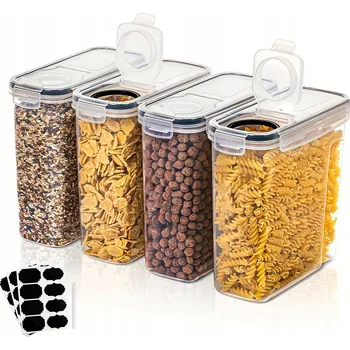 Dóza na potraviny 4 HERMETICKÉ NÁDOBY NA POTRAVINY PLASTOVÉ UZAVÍRATELNÉ KRABIČKY SADA 4L