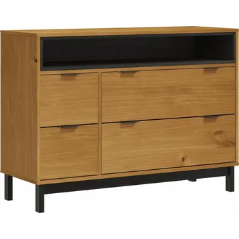 Komoda Komoda FLAM z masivního borovicového dřeva, černo-hnědá, 110 x 40 x 80 cm