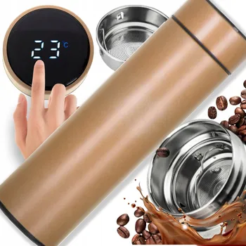 Termoska Termohrnek, termoska na kávu, čaj s LED displejem, láhev 500 ml