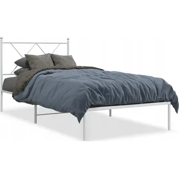Postel Bílý kovový rám postele 196 x 95 x 90,5 cm s úložným prostorem