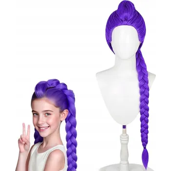 Karnevalový kostým KARNEVALOVÝ COSPLAY KPOP LOVCI DÉMONŮ RUMI DLOUHÁ FIALOVÁ PARUKA 107 cm