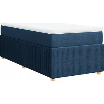 Postel Kontinentální postel 190x90 cm modrá s matrací a topperem bílým