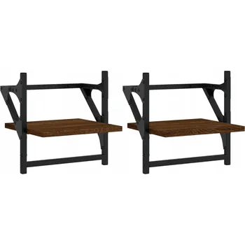 police Nástěnná police, hnědý dub, 30 x 25 x 30 cm, sada 2 ks