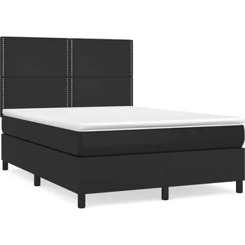 Postel Kontinentální postel černá s matrací 140x190 cm a nastavitelným čelem