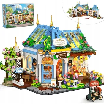 ostatní stavebnice STAVEBNICE KAVÁRNA KVĚTINY PEKÁRNA COFFEE HOUSE FIGURKA LED 1520 dílků DÁREK