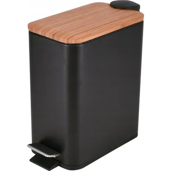 Odpadkový koš Koupelnový koš s pedálem 5l černý bambus pomalé zavírání Bisk Rado 08423 obdélníkový