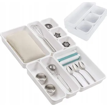 Úložný box KUCHYŇSKÝ ORGANIZÉR NA PŘÍBORY DO ZÁSUVKY SKLÁDACÍ XXL MODULÁRNÍ NÁDOBA