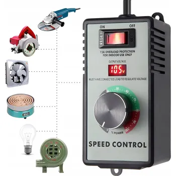 Regulátor otáček motoru, výkonu a napětí v pouzdře se zásuvkou, 2400 W, 230 V
