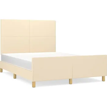 Postel Rám postele s opěrkou hlavy krémový 203 x 146 x 118/128 cm