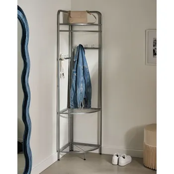 Věšák na kabáty stříbrný kovový 160 cm volně stojící stojan na šaty rohový industriální moderní dekorativní prvek doplňky předsíň Beliani