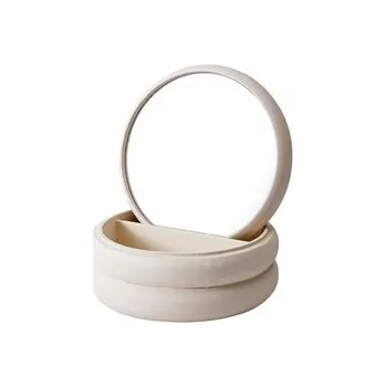 Šperkovnice ŠPERKOVNICE NA BIŽUTERII MDF SE ZRCÁTKEM 17,5 X 17,5 X 9 CM ECRU