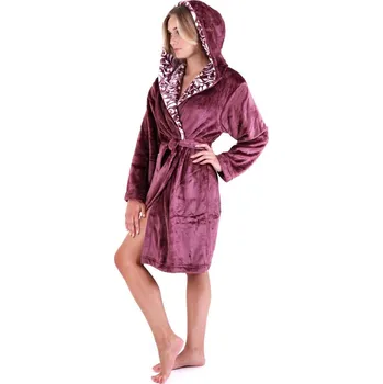 Dámský župan Krátký dámský župan Flora mauve wine 48 56 4853 - L