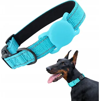 Obojek pro psa Obojek pro psa s držákem AirTag modrý velikost L reflexní neopren