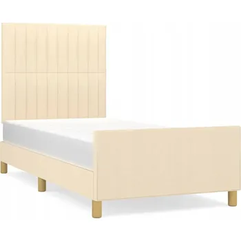 Postel Rám postele s čelem, krémová, 203 x 93 x 118/128 cm