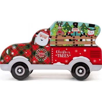 Vánoční dekorace VÁNOČNÍ DÓZA NA PERNÍKY BONBÓNY DÁRKY KOVOVÉ AUTO Mikuláš