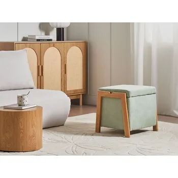 Nábytek Puf světle zelené látkové čalounění s úložným prostorem doplněk obývací pokoj ložnice glam retro Beliani