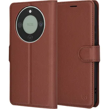 Pouzdro na mobilní telefon Techsuit – kožené pouzdro Folio – Honor Magic8 Lite – hnědé