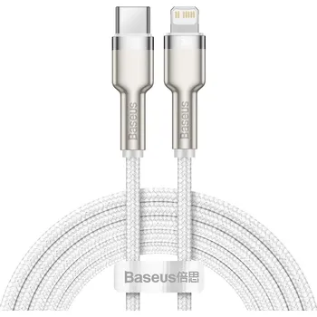 Baseus – datový kabel řady Cafule Metal (CATLJK-B02) – Type-C na Lightning, 20W, 2m – bílý