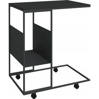 Konferenční stolek Boční stolek ve tvaru písmene, černý, 55 x 36 x 63,5 cm, železo