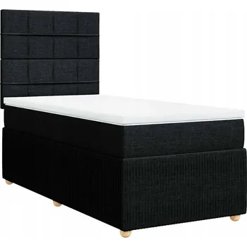 Postel Kontinentální postel černá 200 x 80 x 140,5/150,5 cm s matrací a topperem