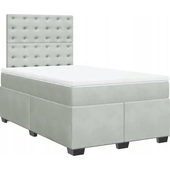 Postel Kontinentální postel světle šedá 190 x 120 x 140,5/150,5 cm s matrací 120 x