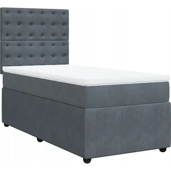 Postel Kontinentální postel 200x80 cm tmavě šedá s matrací a topperem
