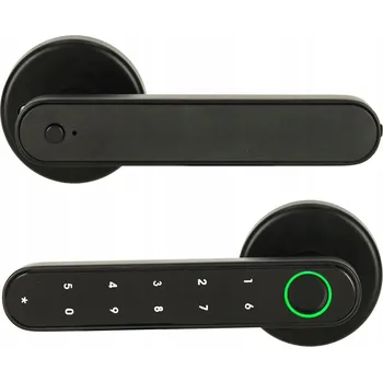 Vnější klika Ikonka černá hliníková s otiskem prstu a heslem