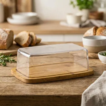 Kuchyňské prkénko Dřevěné prkénko na sýr a svačinu se skleněným krytem WIKTORIA 19 x 12,5 cm