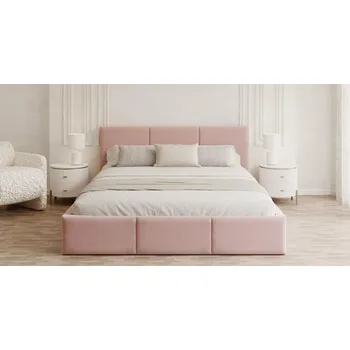 Postel Čalouněná postel FRESIA 160x200 s kovovým zdvižným roštem RŮŽOVÁ TRINITY