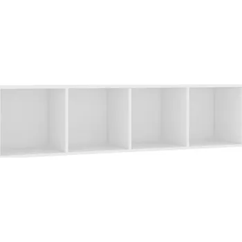 Knihovna Regál na knihy se 4 přihrádkami, bílý, 143x30x36 cm, dřevěný materiál